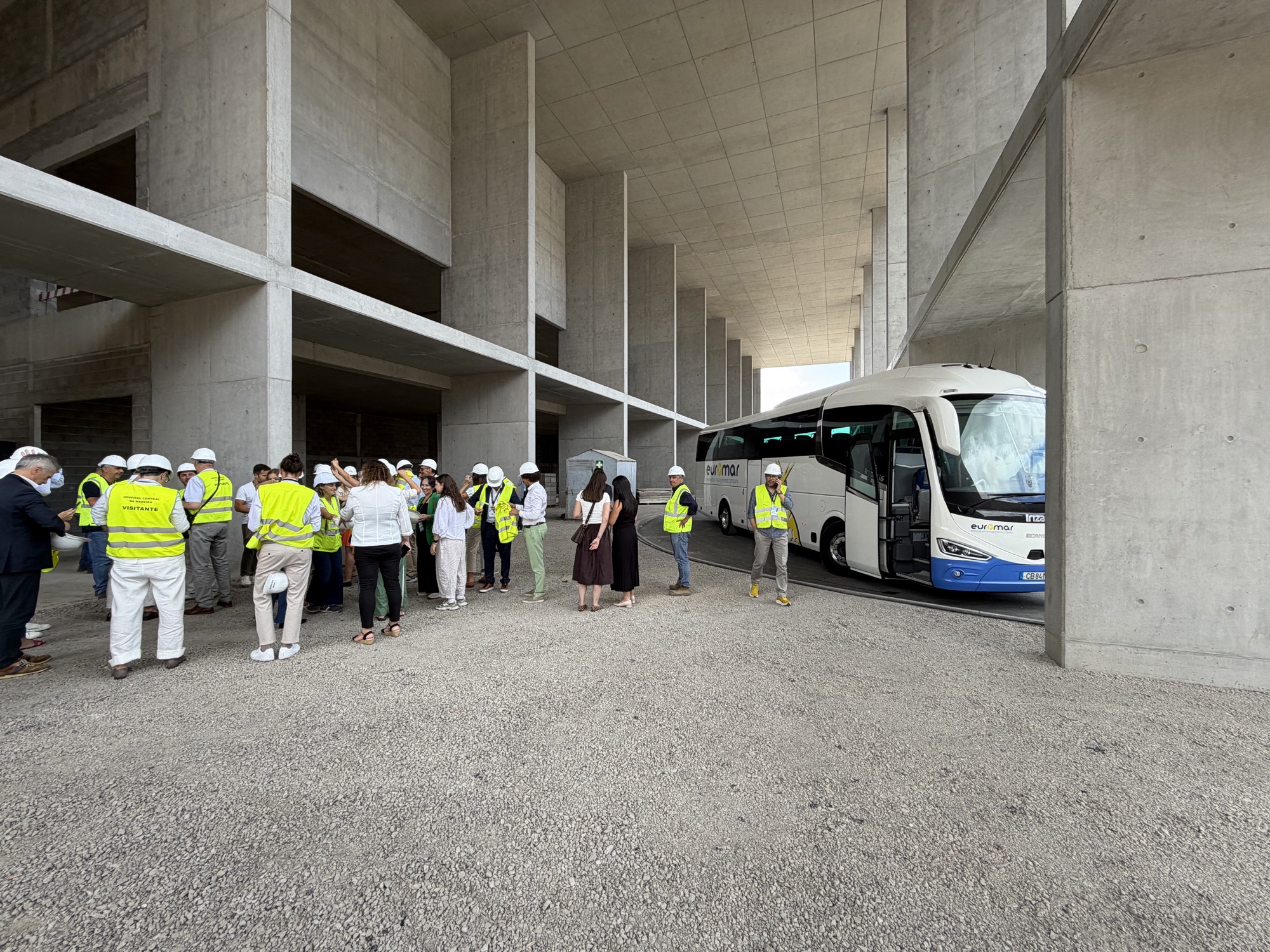 Visitors inside the future hospital.