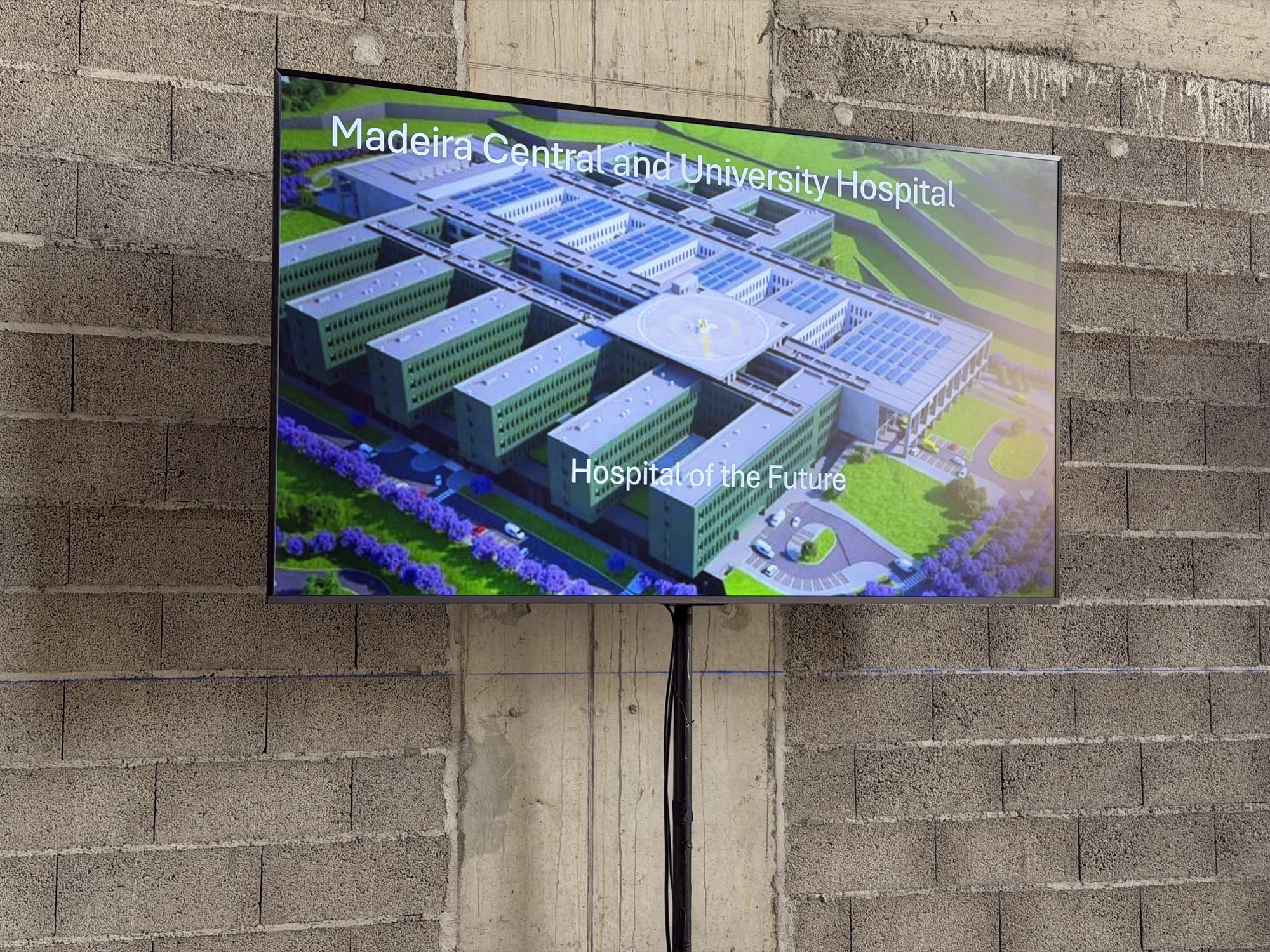 A visualisation of the planned hospital complex shown during the visit.